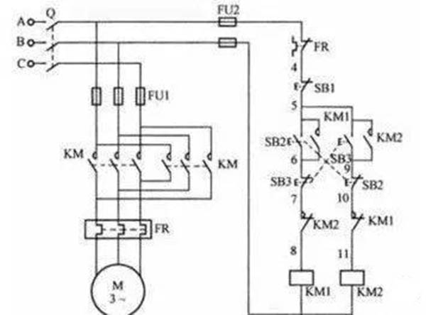 電機雙重互鎖正反轉(zhuǎn)控制電路接線圖